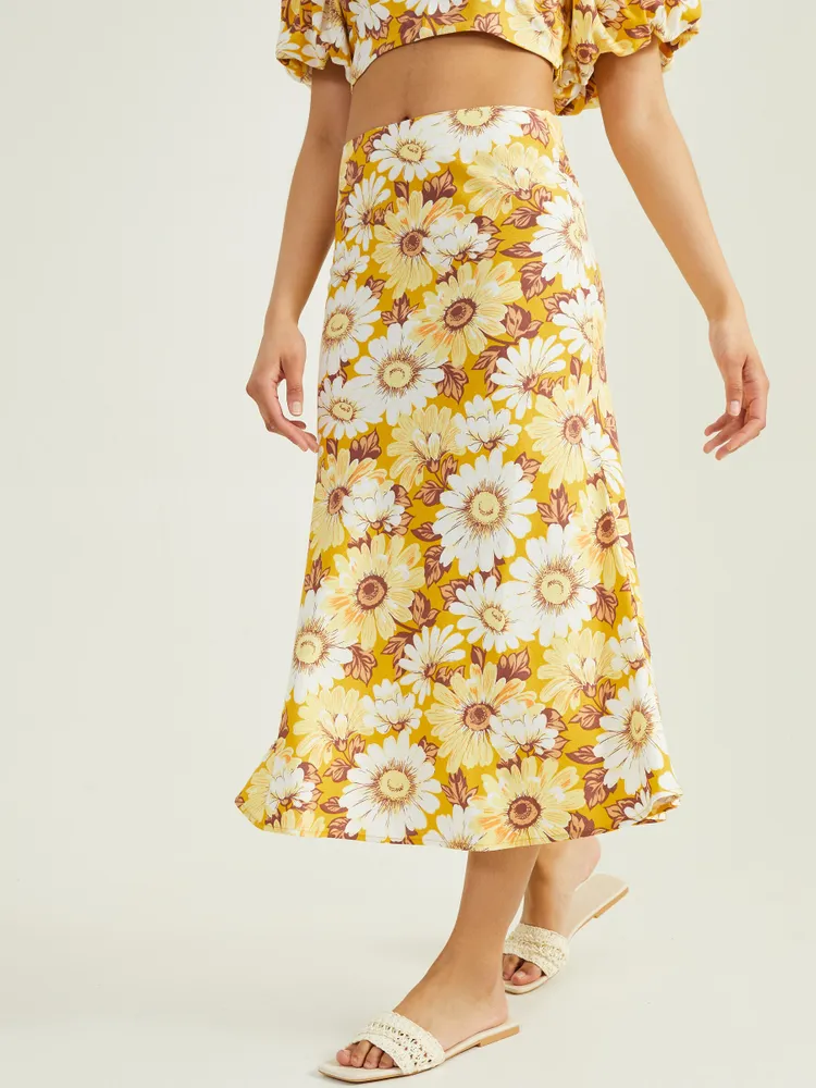 Celine Sunflower Midi Skirt