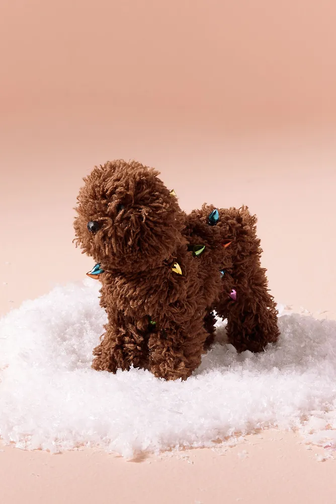 Chocolate Furry Dog Christmas Ornament