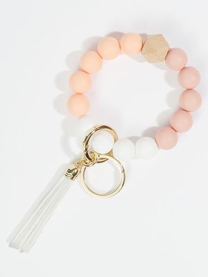 Color Block Rubber Bead Keychain