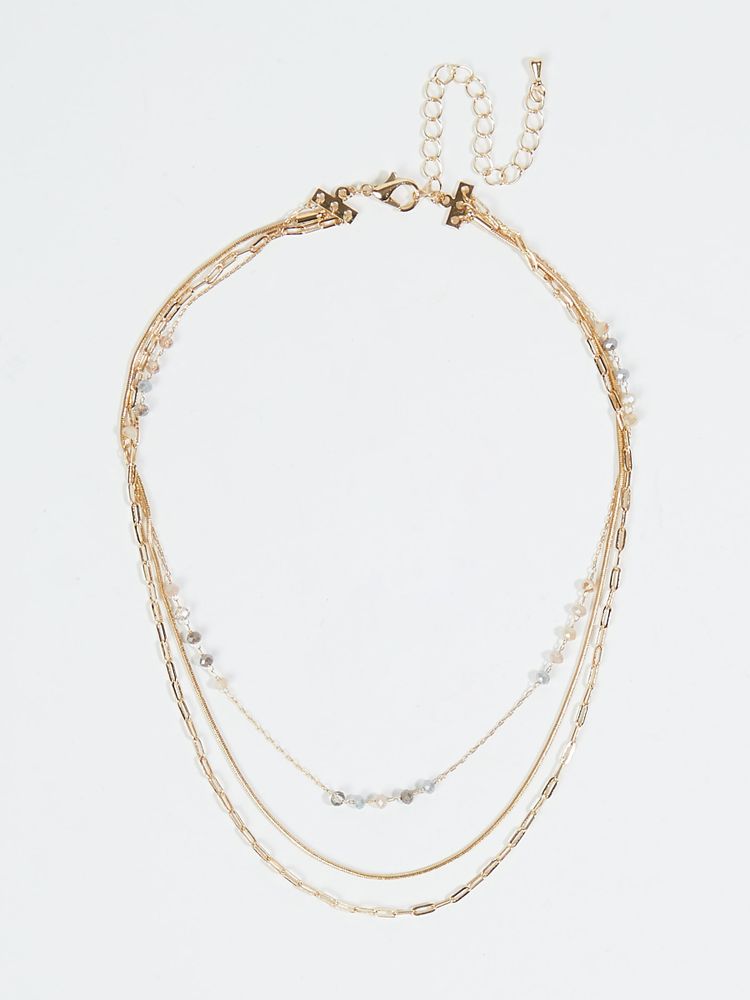 Layered Dainty Glass Bead Necklace