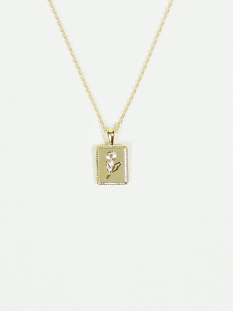Flower Engraved Charm Necklace
