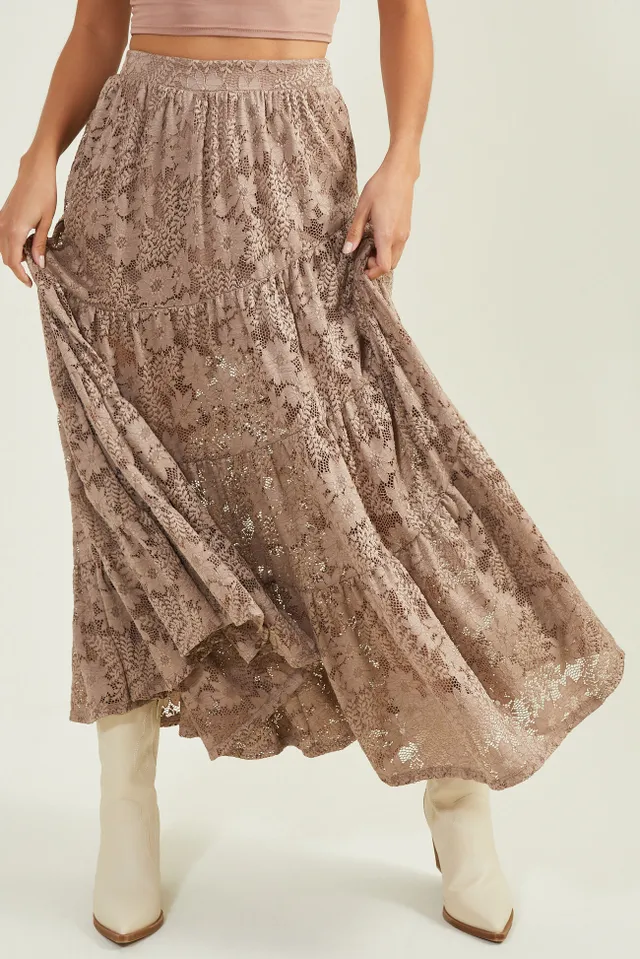 Nia Tulle Waterfall Maxi Skirt in Mauve