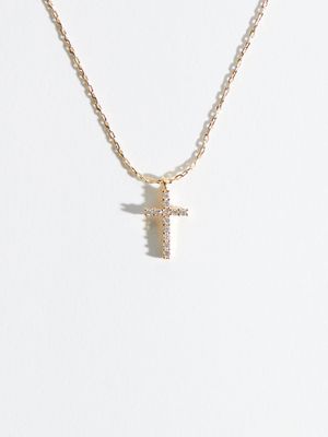 18K Gold Dipped Cross Charm Choker Necklace