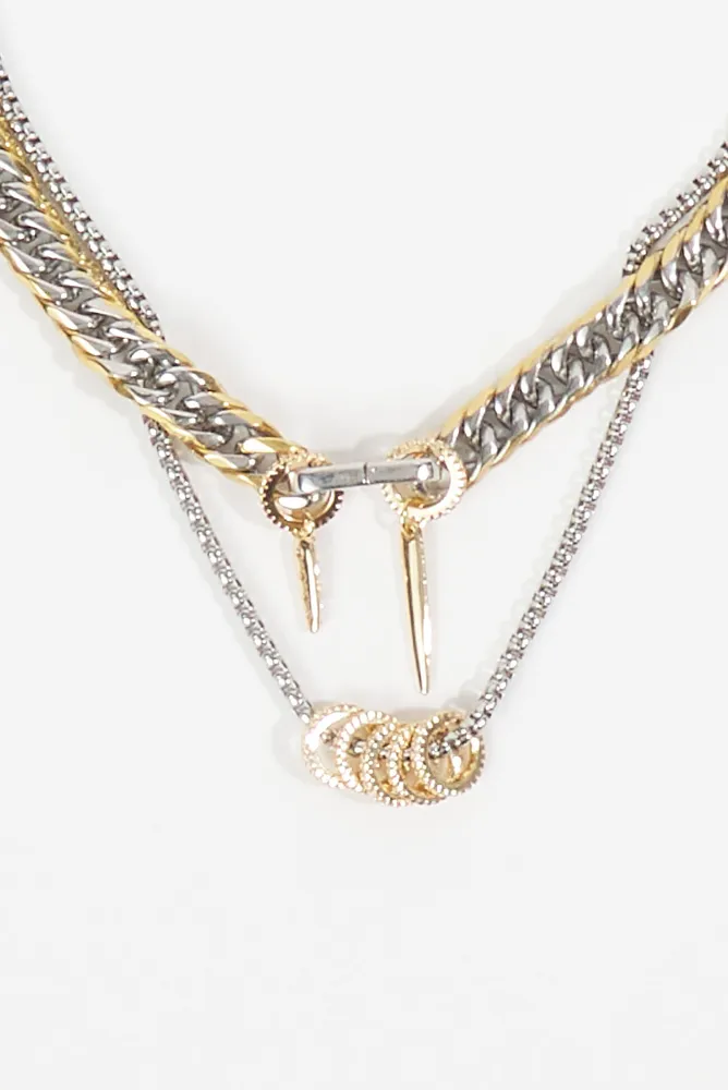 Stainless Steel Layered Curb Chain Necklace