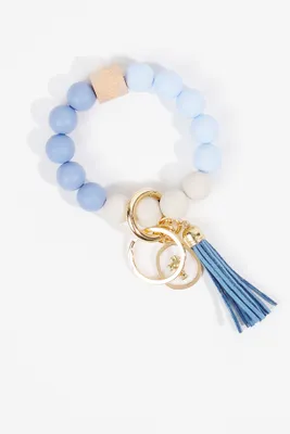Marble Color Block Rubber Bead Keychain