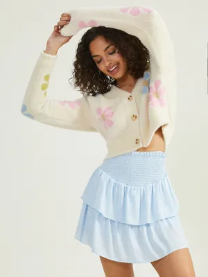 Elia Smocked Satin Skort