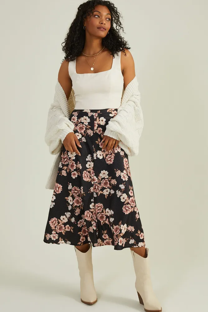 Tea Length Floral Skirt