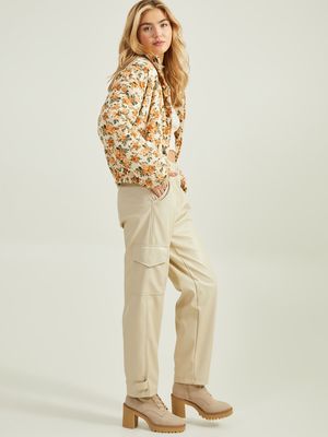 Floral Cord Puffer Jacket