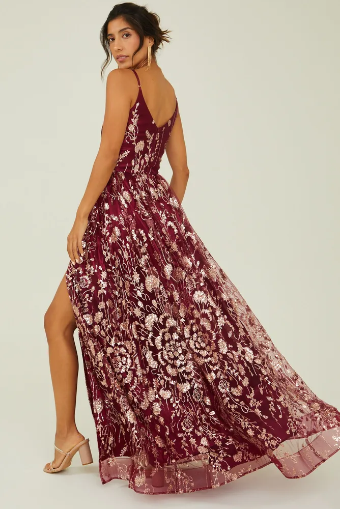 Glitter Floral Maxi Dress