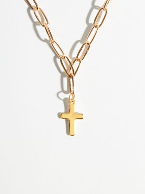Paperclip Cross Necklace