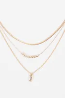 Dainty Crystal Pendant Layered Necklace