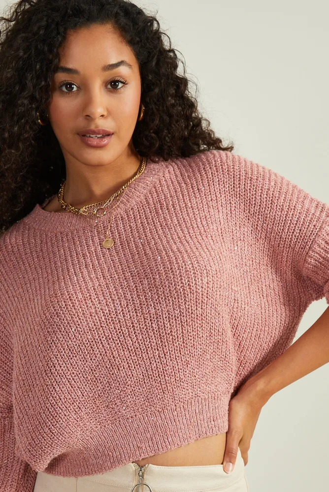Astra Sequin Cropped Sweater