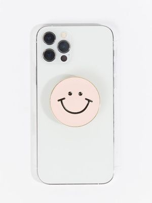 Pink Smiley Phone Grip