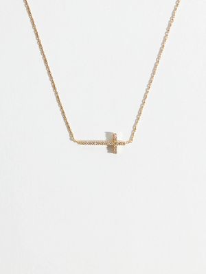 18K Gold Dipped Crystal Cross Necklace