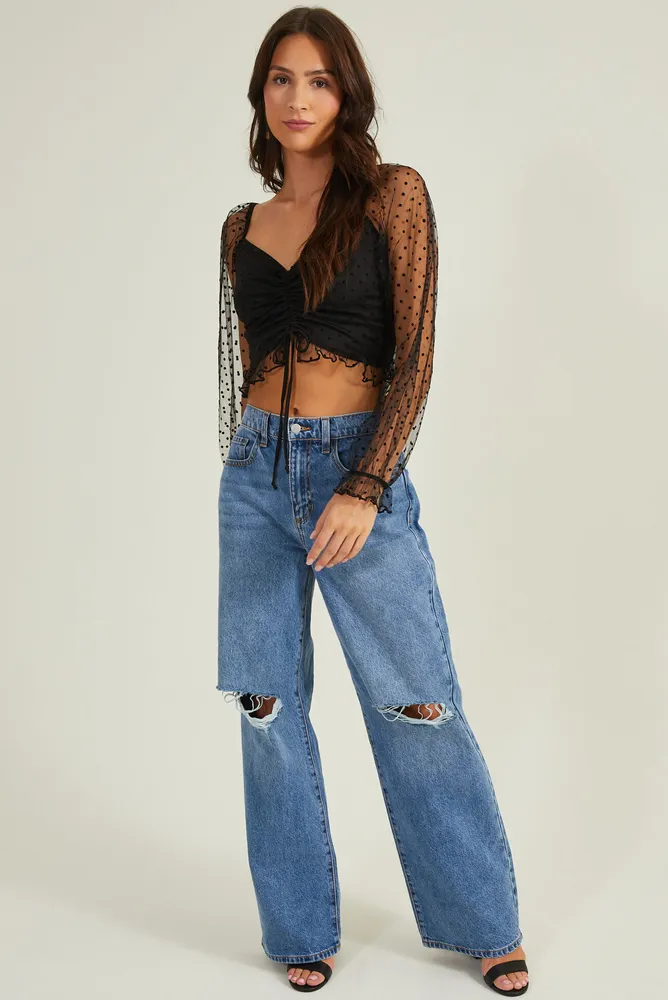 Francesca's Mia Baggy Wide-leg Patchwork Jeans