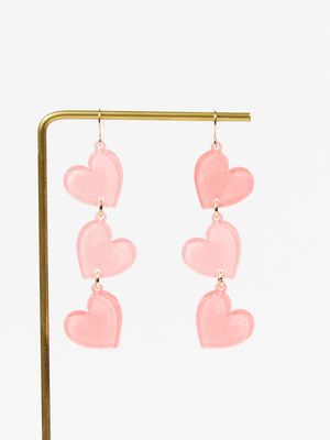 Glitter Heart Dangle Earrings