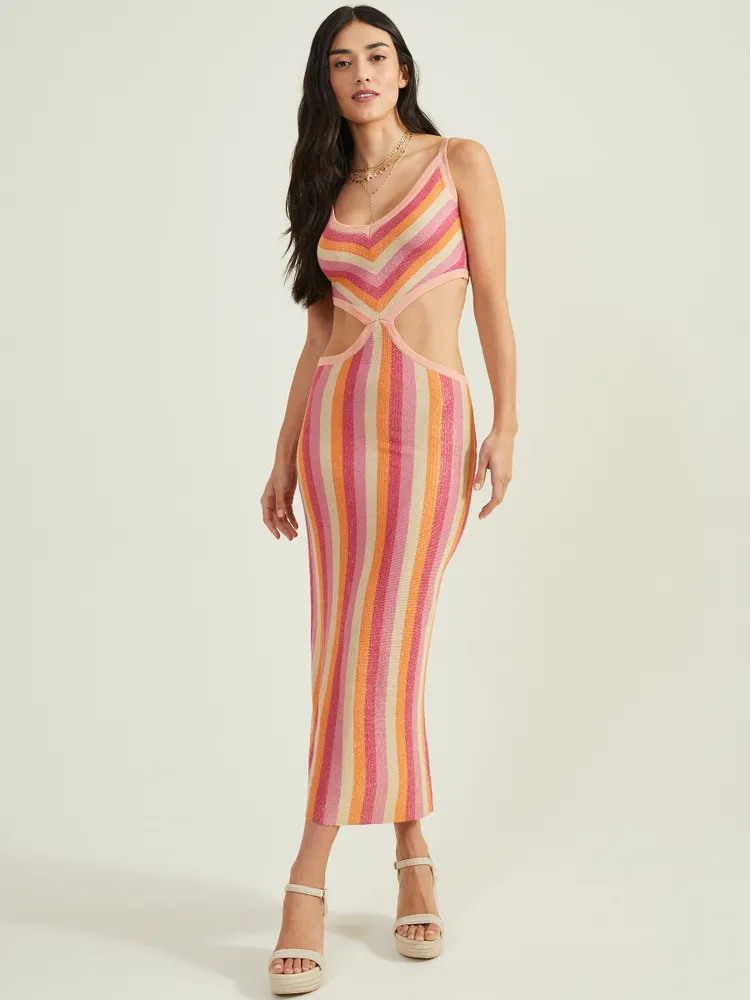 Avery Striped Midi Dress