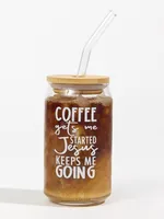 Coffee and Jesus Latte Glass