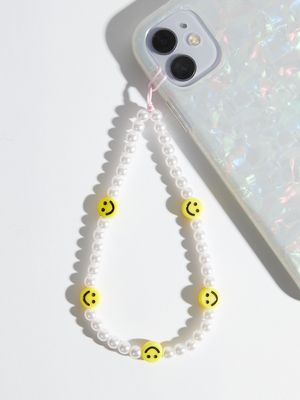 Pearl Smiley Phone Charm