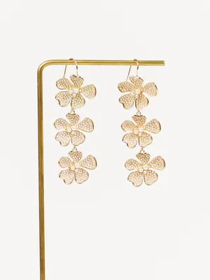 Tiered Pearl Flower Dangle Earrings