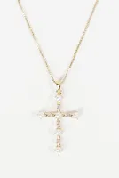 Dainty Pearl Cross Pendant Necklace