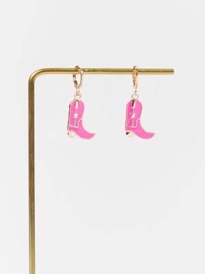 Cowboy Boot Earrings - Hot Pink