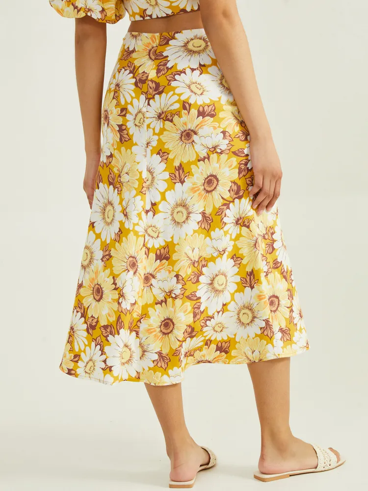 Celine Sunflower Midi Skirt