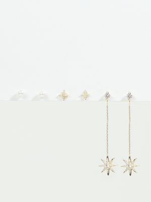 Linear Star Pearl Earrings
