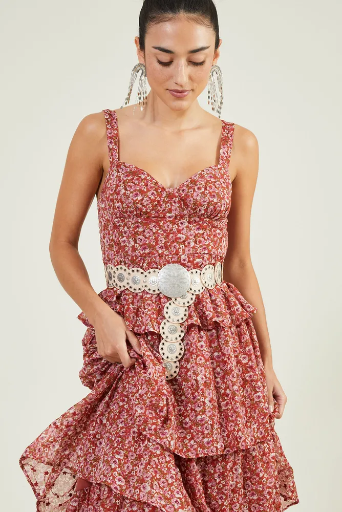 Ruffle Hem Eyelet Maxi Dress