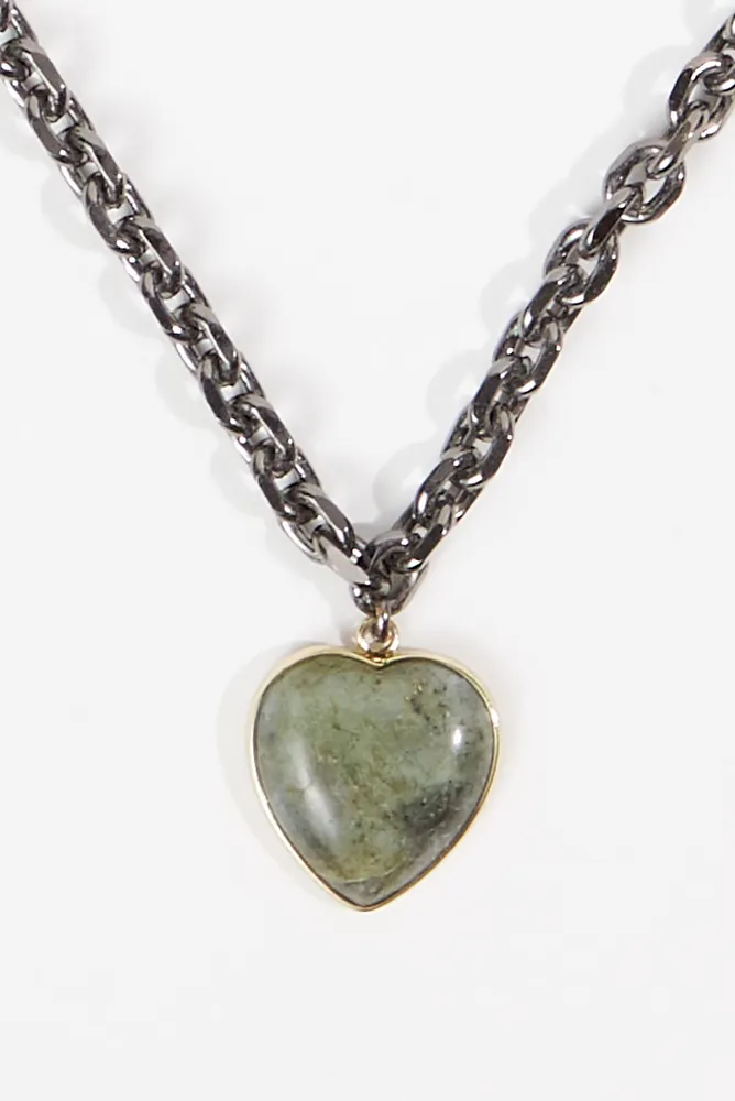 Stone Heart Chain Necklace