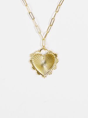 18K Golden Heart Paperclip Necklace