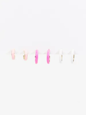 Pink Enamel Mini Hoop Earring Pack
