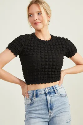 Emery Bubble Cropped Top