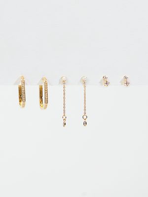 18k Gold Dipped Crystal Earring Set