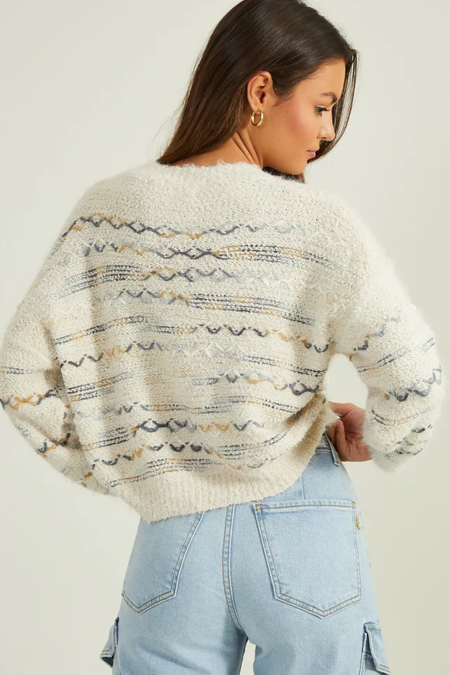 Altar'd State Brooks Striped Eyelash Sweater