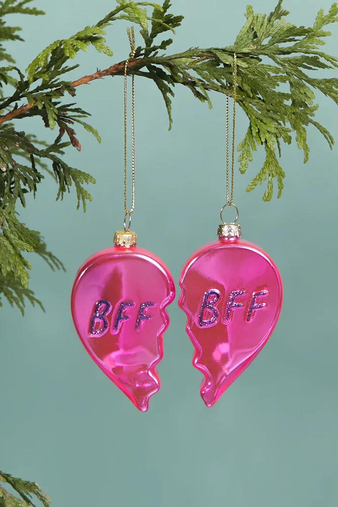 BFF Heart Christmas Ornament Set