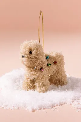 Blonde Furry Dog Christmas Ornament