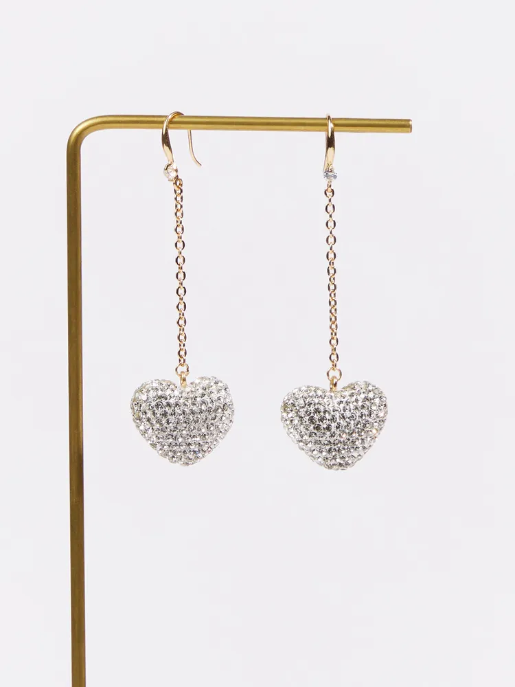 Crystal Heart Dangle Earrings