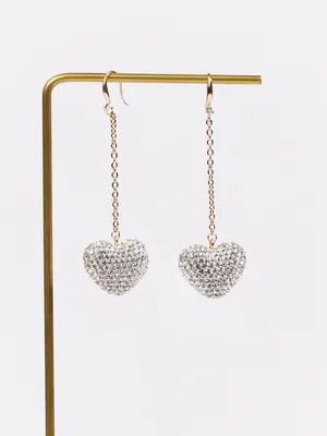 Crystal Heart Dangle Earrings