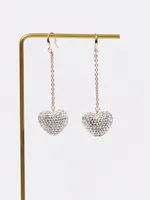 Crystal Heart Dangle Earrings