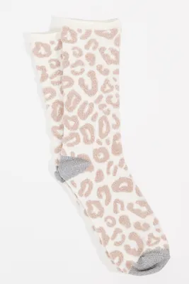 Leopard Print Crew Socks