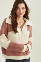 Ilana Striped Quarter Zip Sweater