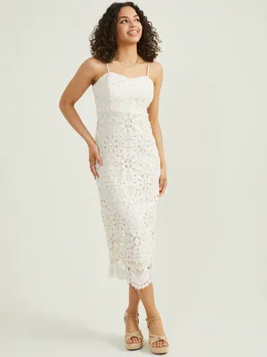 Flora Crochet Midi Dress