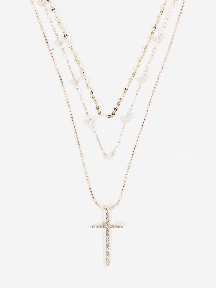 Gemma Layered Cross Necklace