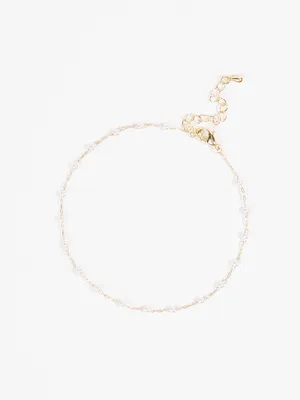 Dainty Pearl Lined Anklet