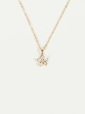 Crystal Flower Charm Necklace