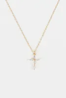 Crystal Cross Charm Necklace