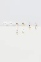 18K Gold Dipped 3 Pack Pearl Dangle Earrings