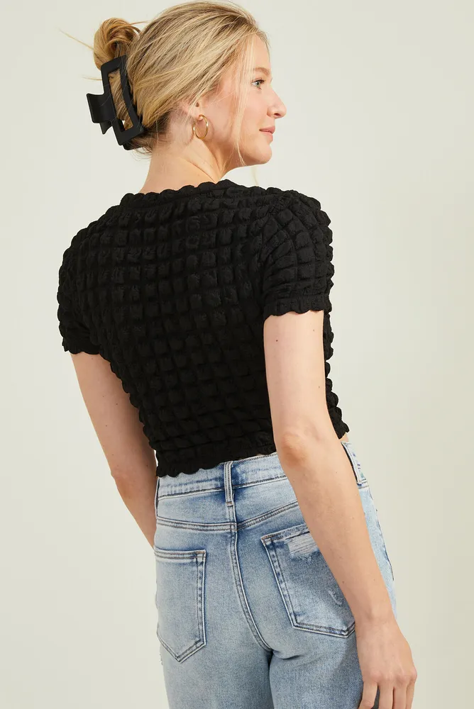 Emery Bubble Cropped Top