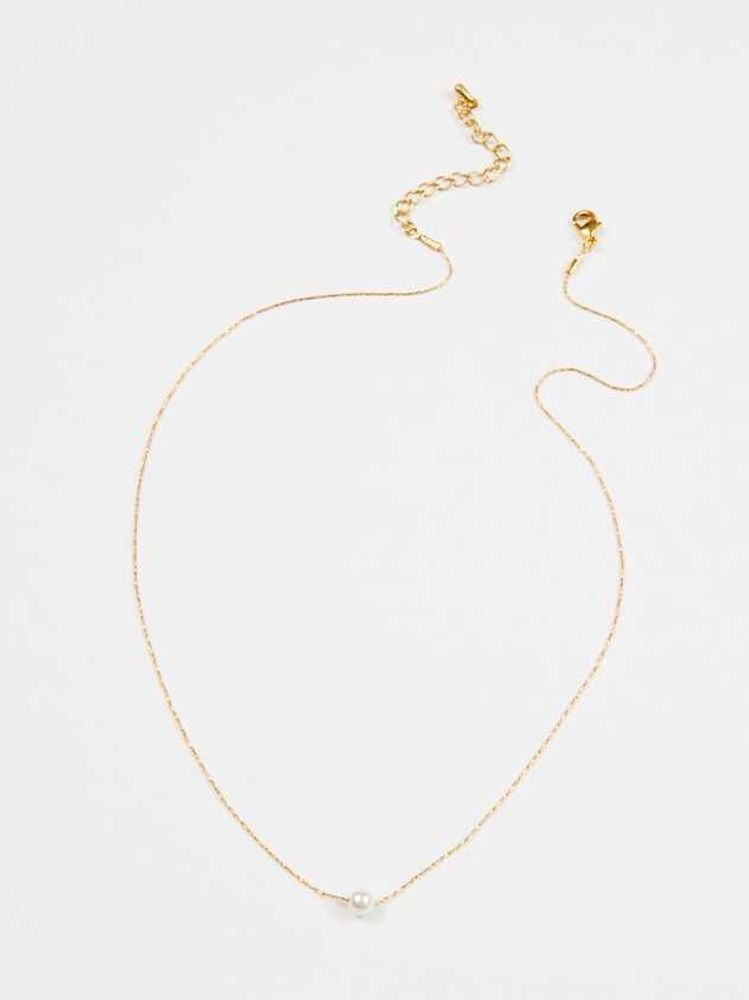 18K Gold Dipped Dainty Pearl Charm Necklace